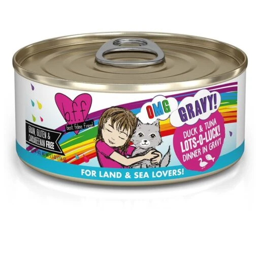 Weruva BFF OMG Lots-O-Luck! Duck & Tuna Dinner In Gravy Grain-Free Canned Cat Food, 5.5-oz, Case Of 8 -Cat Food And Treats Shop weruva bff omg lots o luck duck tuna dinner in gravy wet cat food 8x5 5oz 119