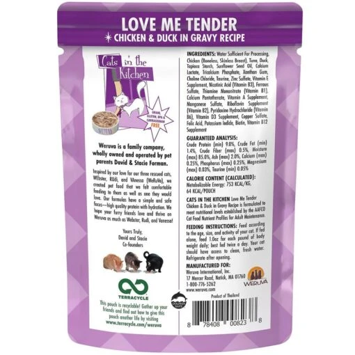 Weruva Cats In The Kitchen Love Me Tender Chicken & Duck Recipe Grain-Free Cat Food Pouches, 3-oz Pouch, Case Of 12 -Cat Food And Treats Shop weruva cats in the kitchen love me tender chicken duck recipe grain free cat food pouches 3 oz pouch case of 12 92