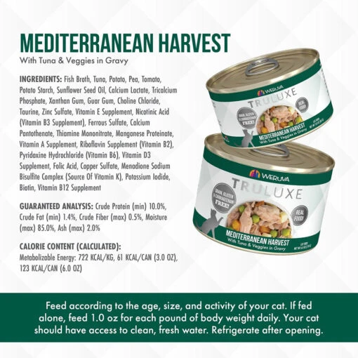 Weruva Truluxe Mediterranean Harvest With Tuna & Veggies In Gravy Grain-Free Canned Cat Food, 3-oz, Case Of 24 -Cat Food And Treats Shop weruva truluxe mediterranean harvest with tuna veggies in gravy grain free canned cat food 3 oz case of 24 146